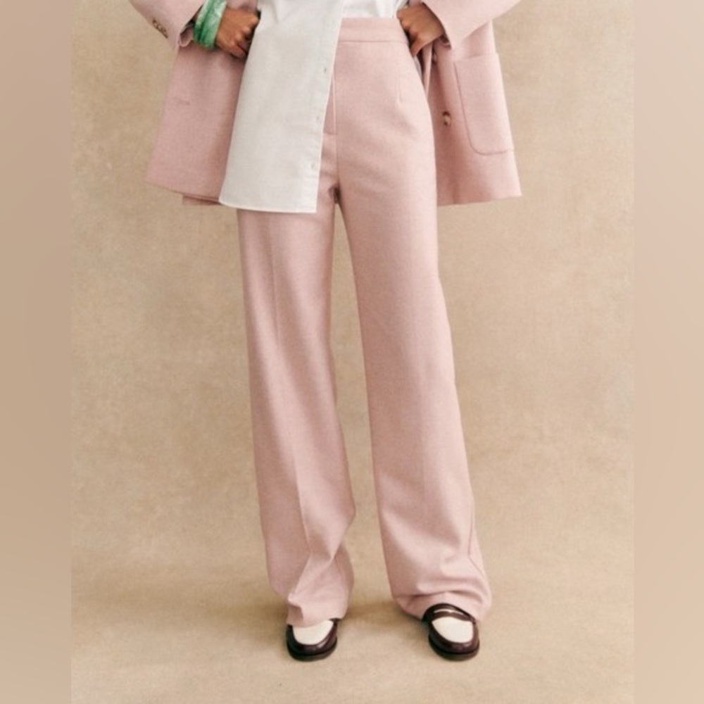 BNWT Sézane Martin trousers pants powder light pink 46 14